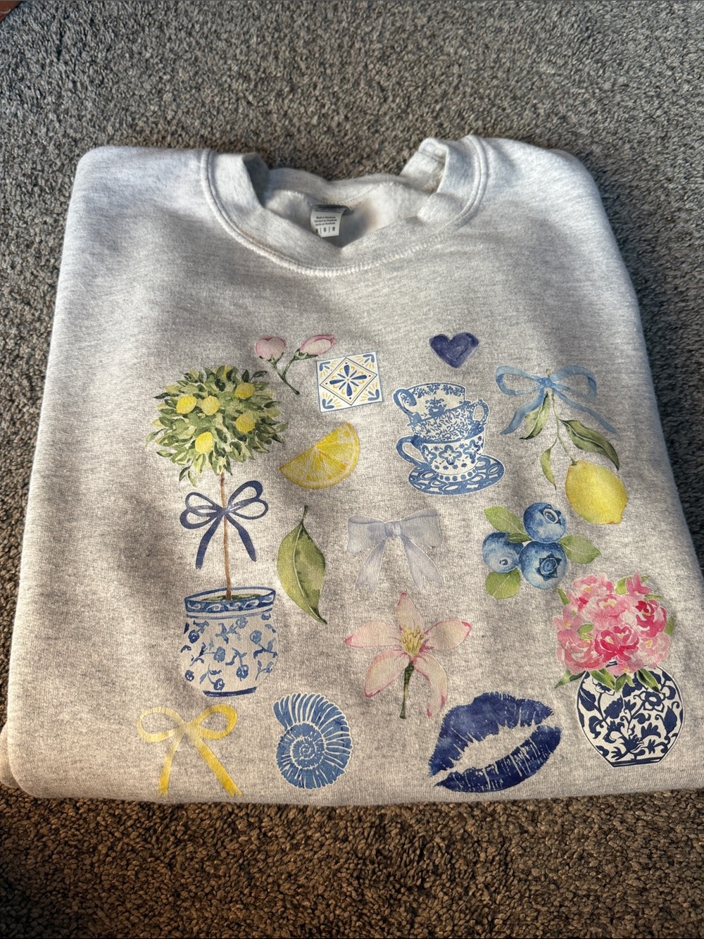 Grey Floral & Lemon Graphic Sweatshirt